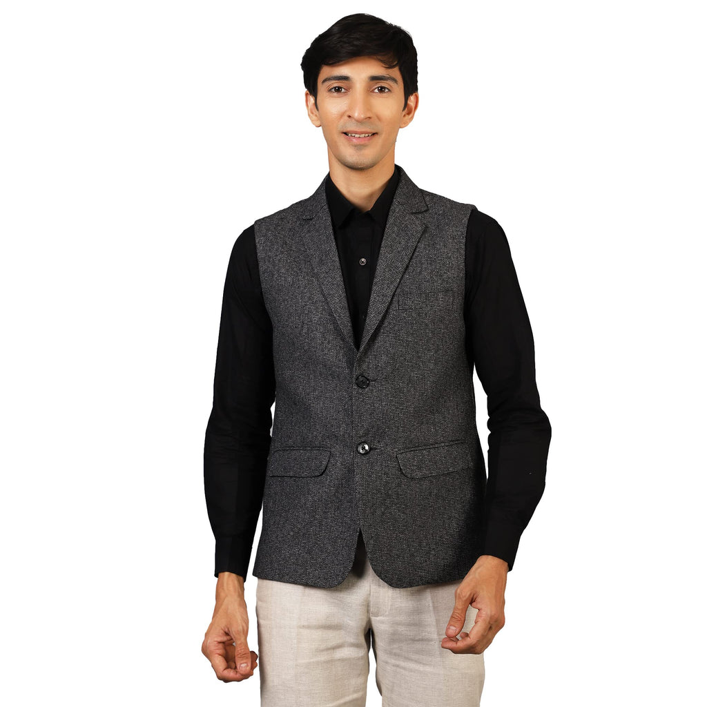 Wintage Men'S: Tweed Grey Modi Nehru Jacket : 44/Xl
