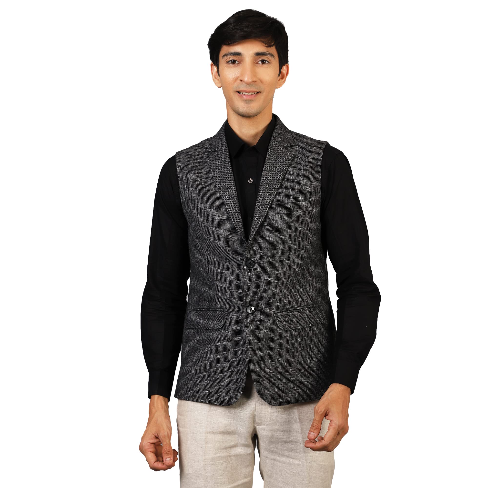 Wintage Men'S: Tweed Grey Modi Nehru Jacket : 44/Xl