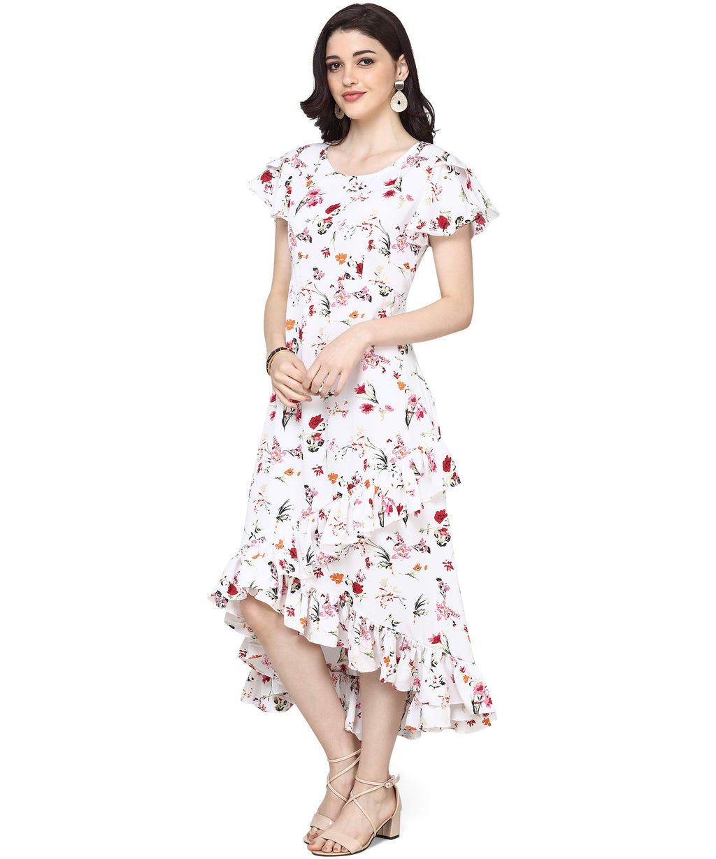Oomph! Dress For Women Stylish| Summer Vacation Style |Floral Print Wrap Maxi |Lightweight Flared Maxi Dress For Casual & Holida