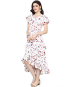 Oomph! Dress For Women Stylish| Summer Vacation Style |Floral Print Wrap Maxi |Lightweight Flared Maxi Dress For Casual & Holida
