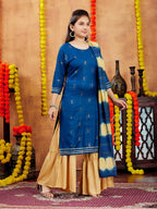 Aarika Girls Rama Colour Printed Cotton Kurti