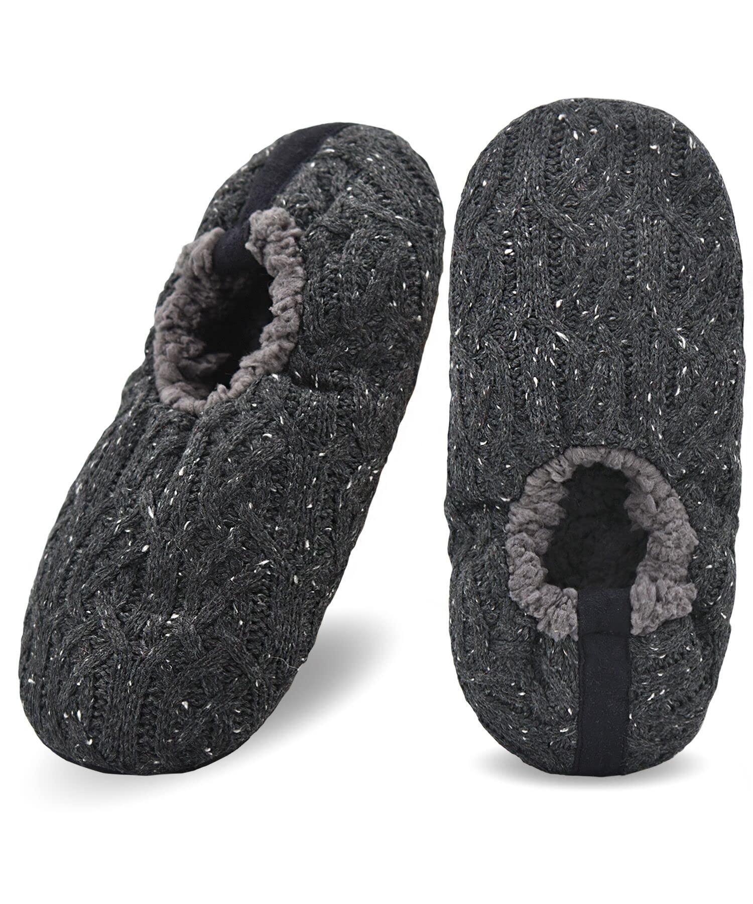 DICUIRD Men's Slippers Socks Autumn Winter Indoor Non-skid House Slippers(Gray,10-13)