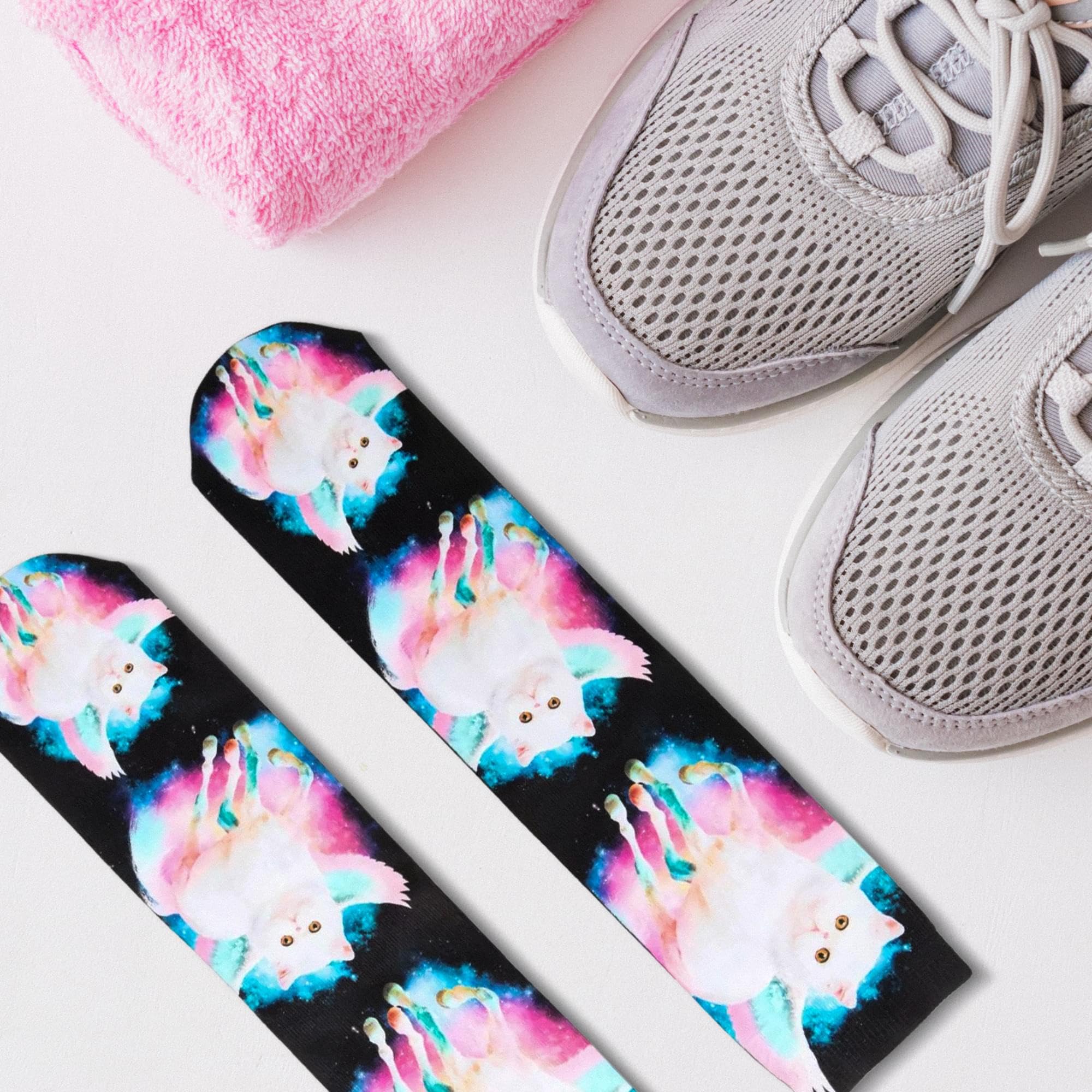 Bioworld Unicorn Cat Photo Print Crew Socks