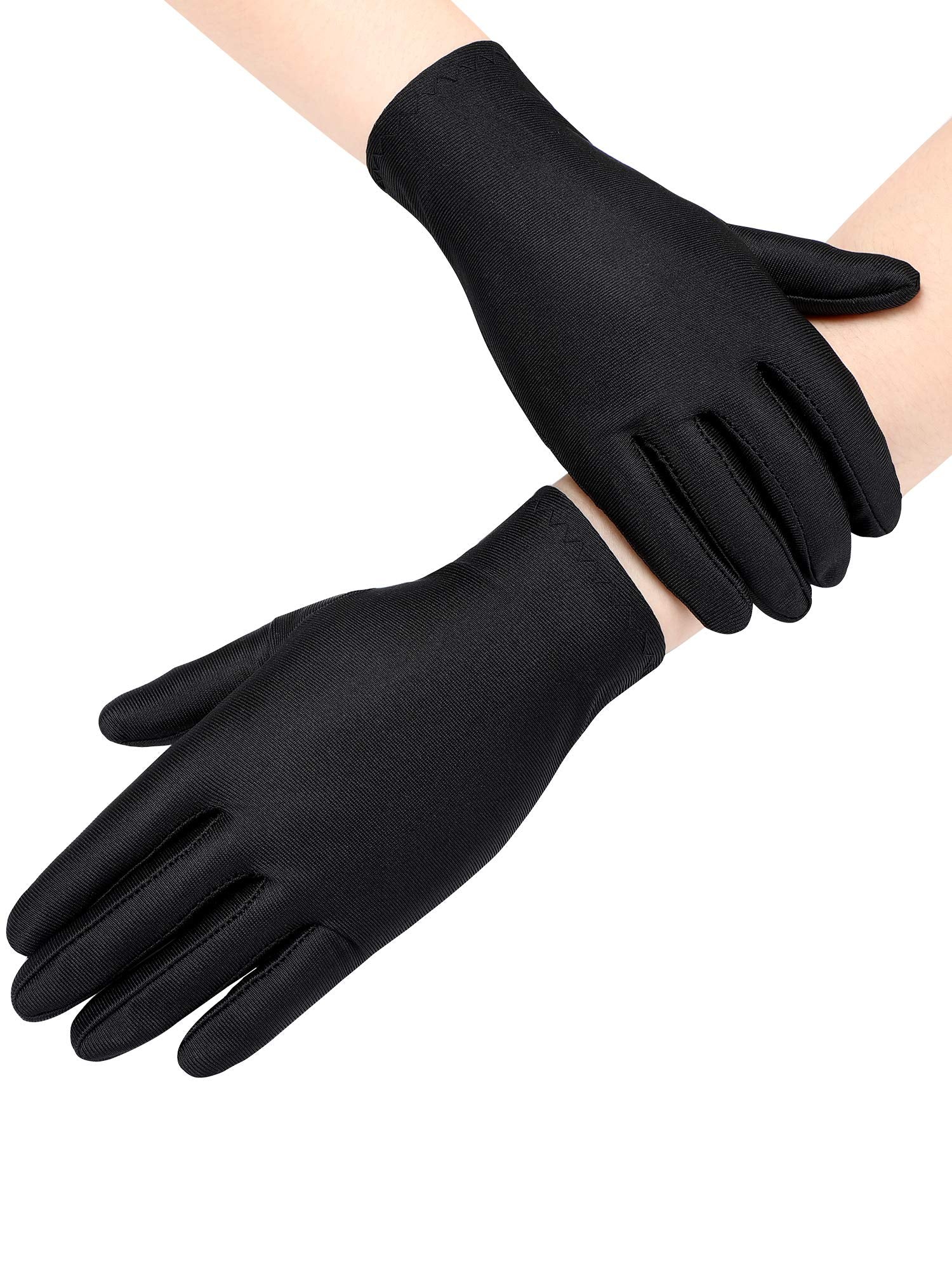 SATINIOR 6 Pairs Black White Kid Costume Glove Short Cosplay Glove Girl Boy Dress up for Halloween Party Opera Accessories