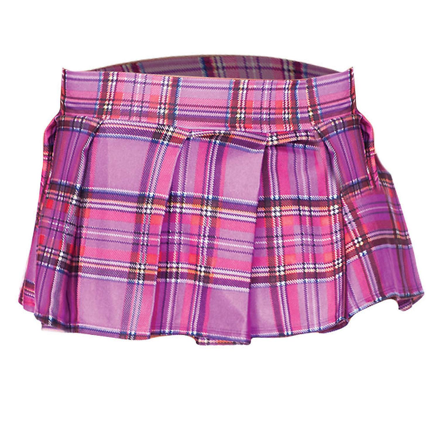 Music Legs 25074-LIGHTPPLPLDS-M Plaid Color Pleated Skirt  Small & Medium