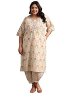 Extra Love By Libas Womens Printed Cotton Straight Kurta With Salwar