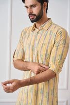 See Designs Yellow Regular Fit Pure Cotton Pathani Kurta