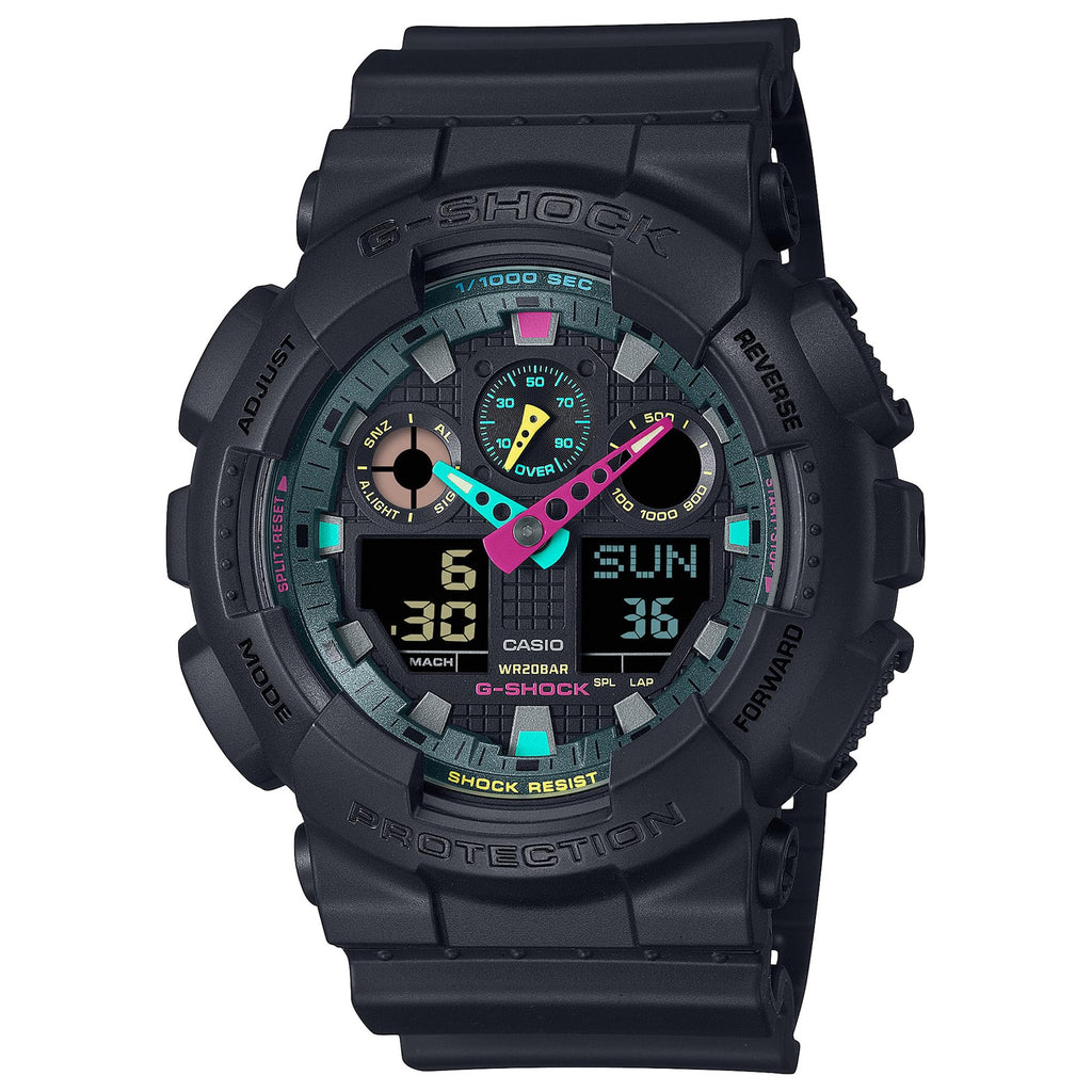 G-Shock Casio GA-100 Series Analog-Digital Multi-Color Black Resin Watch 55mm - GA100MF-1A