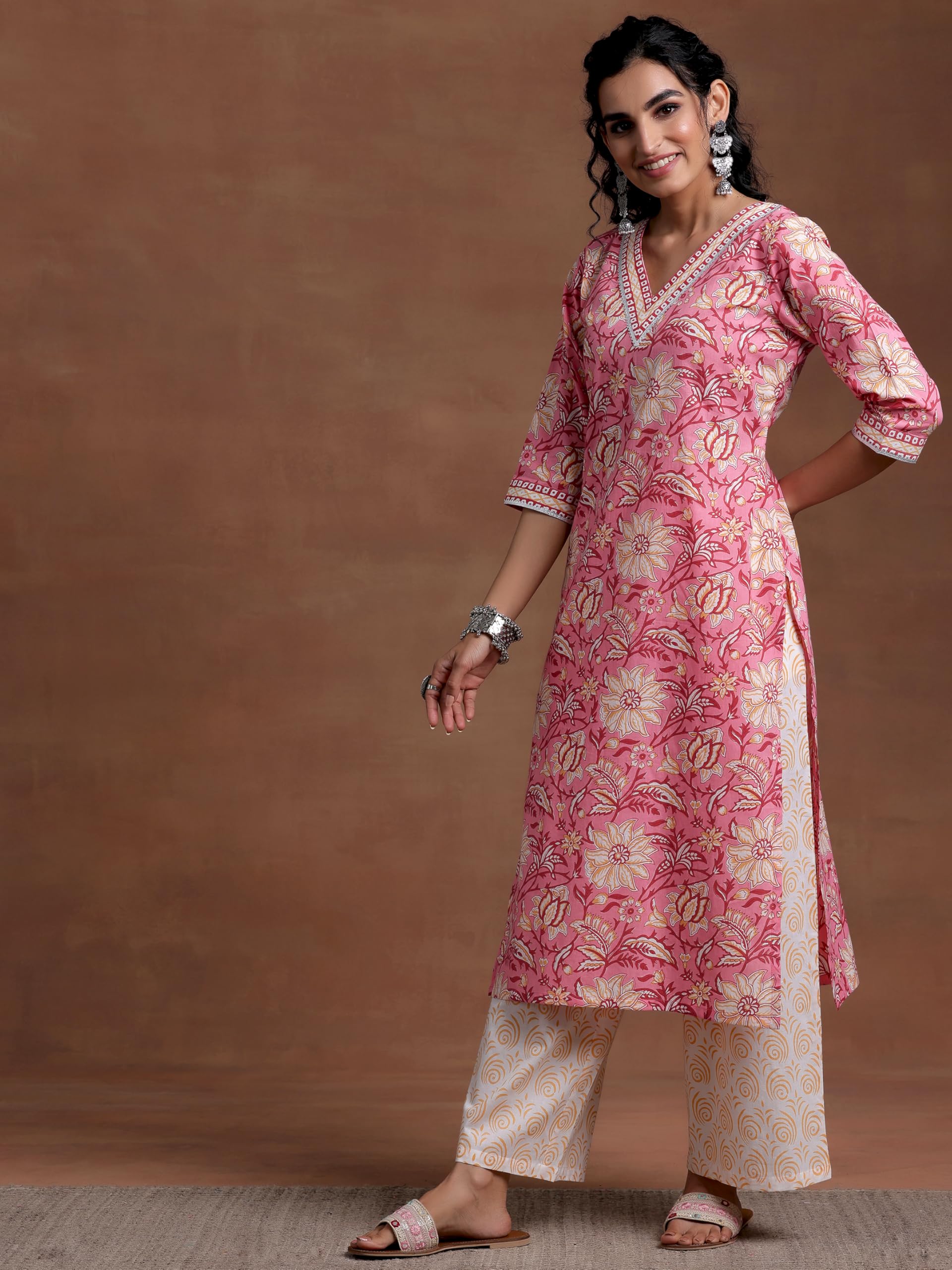 Libas WomenS Cotton Kurta Set (35789_Pink