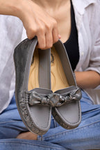 Shoetopia WomenS Slip-On Loafers Grey