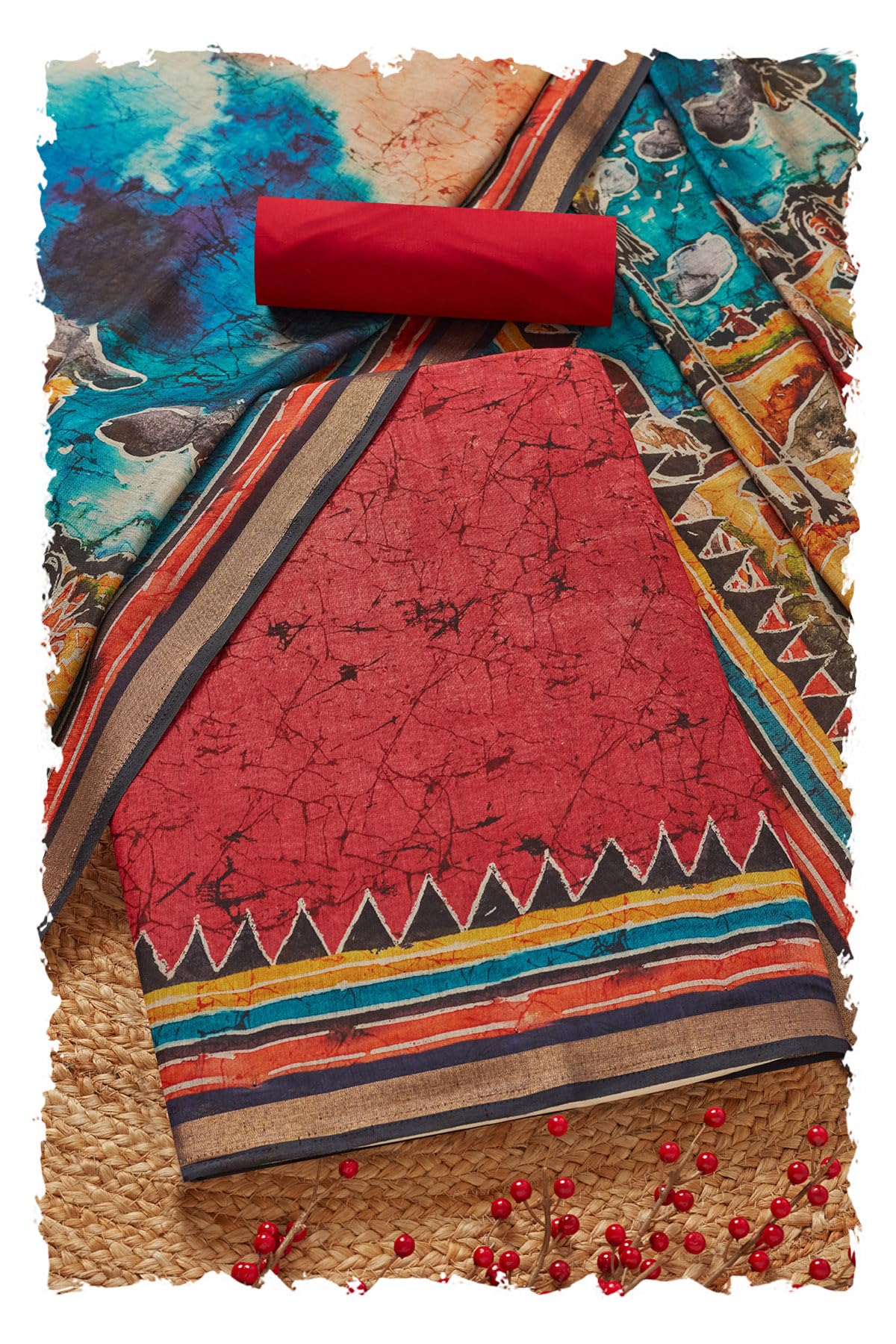 Soch Women Chanderi Batik Print Unstitched Dress Material