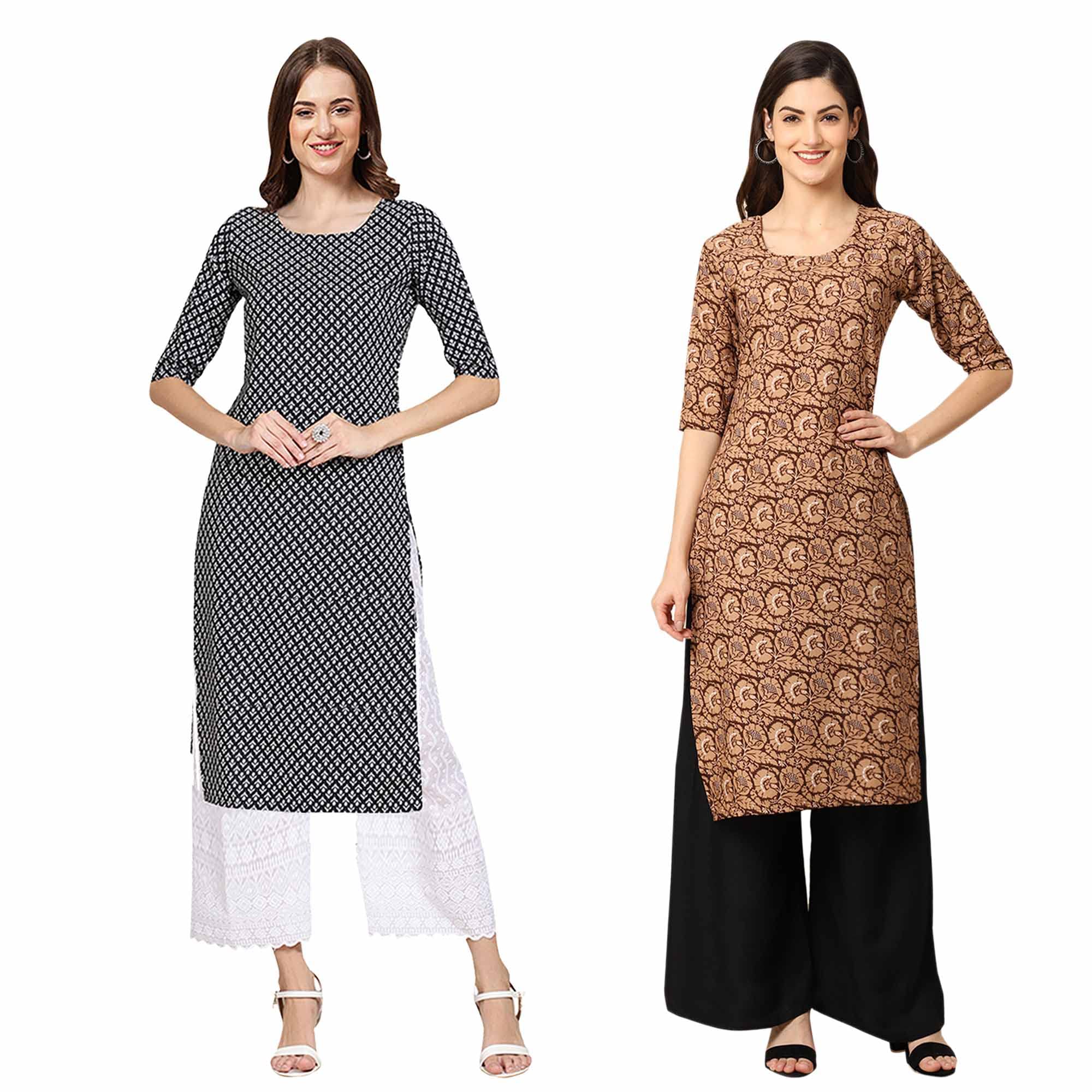 Pinkmint Women'S Crepe Digital Print Straight Kurta [Pack Of 2] (Ckz-349-379-Xxl)