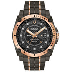 Bulova Mens High Precisionist Quartz Icon Grey IP and Rose Gold Watch, Diamonds, 300M Water Resistant Model: 98D149