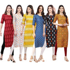 Pinkmint Womens Crepe Digital Print Straight Kurta [Pack of 6] (CKE-337-334-329-353-330-333-XXL)