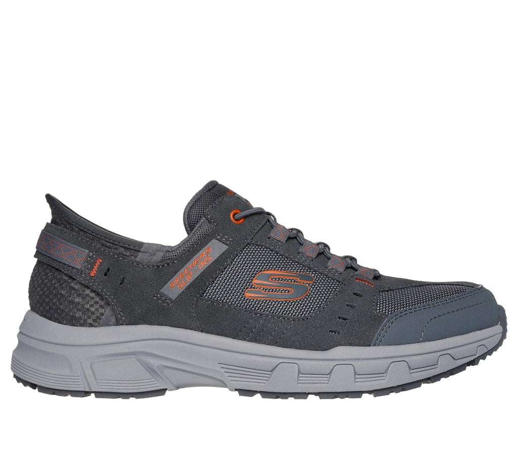 Skechers Men's Oak Canyon Consistent Winne Hands Free Slip-in Sneaker, Gray/Orange, 10 X-Wide