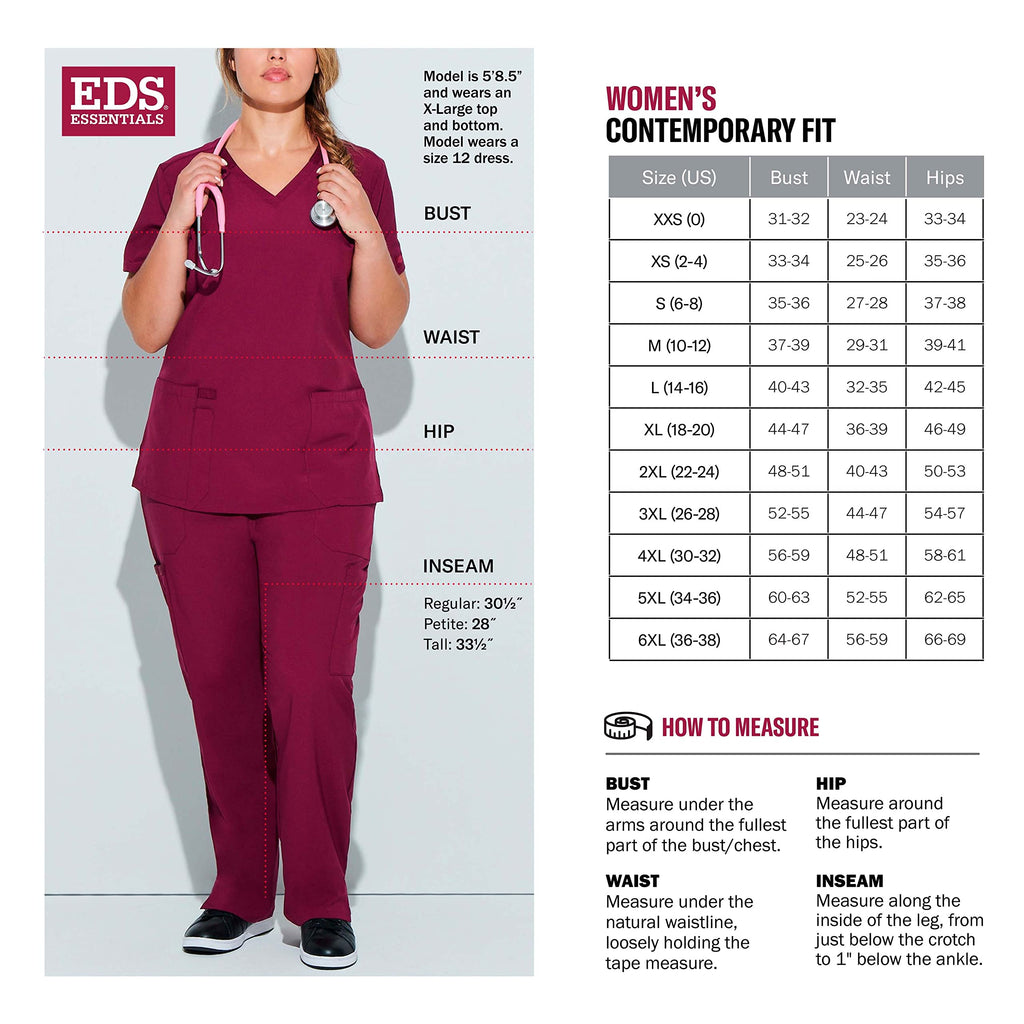 EDS Essentials Jogger Scrubs for Women, Drawstring Scrub Pants DK065T, XL Tall, Ciel
