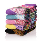 Sandsuced Wool Warm Socks for Women Winter Hiking Thick Boot Thermal Cabin Cozy Crew Work Soft Ladies Socks 5 Pack(Flamingo Anim