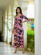 GoSriKi Womens Cotton Blend Printed Straight Kurta with Palazzo
