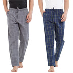 XYXX Mens Super Combed Cotton Checkered Checkmate Pyjamas [Pack of 2] Elasticated Waist, Drawstring | Loungewear for Men in Lim