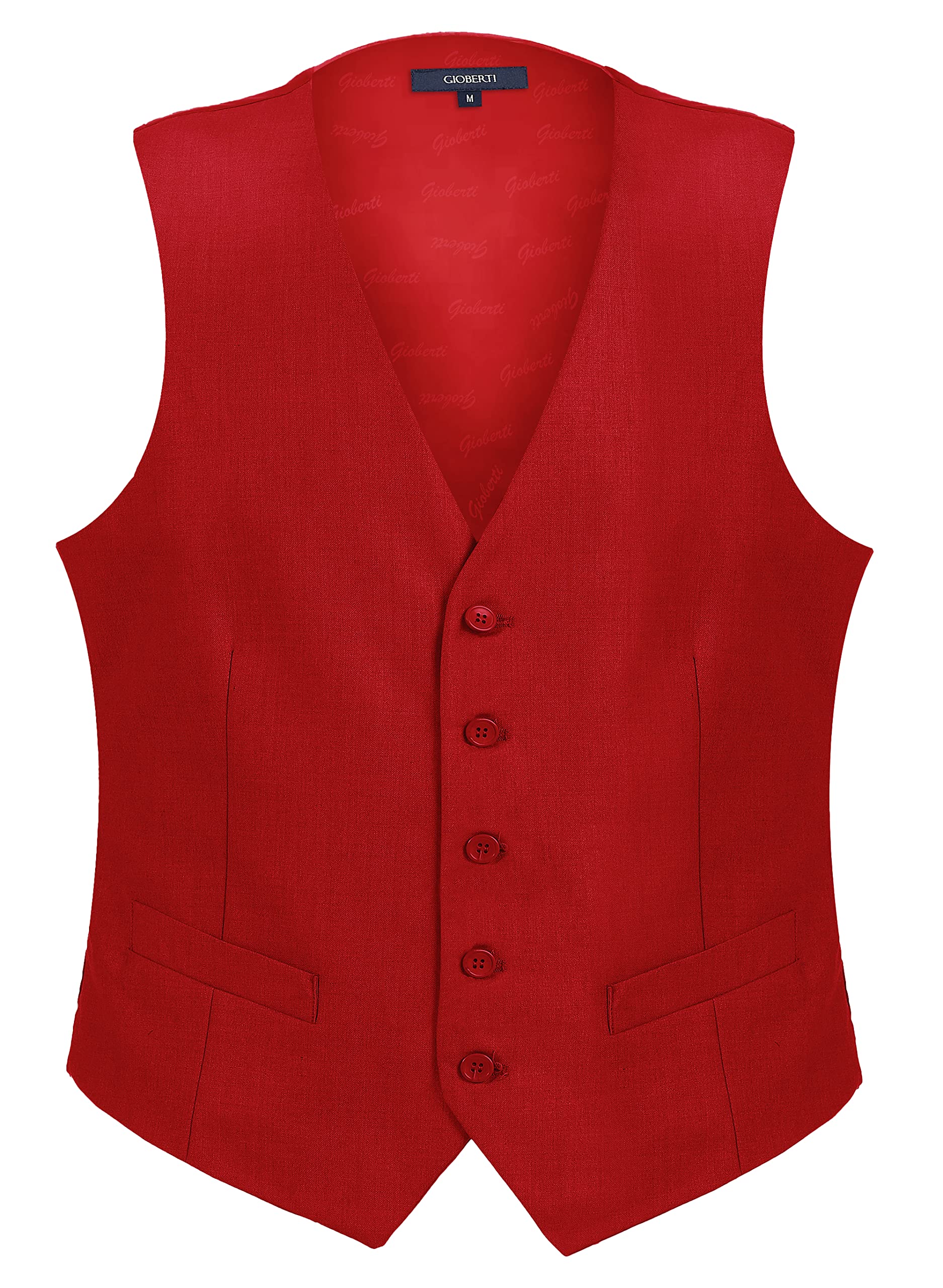 Gioberti Mens Formal Suit Vest, Red, 2X-Large