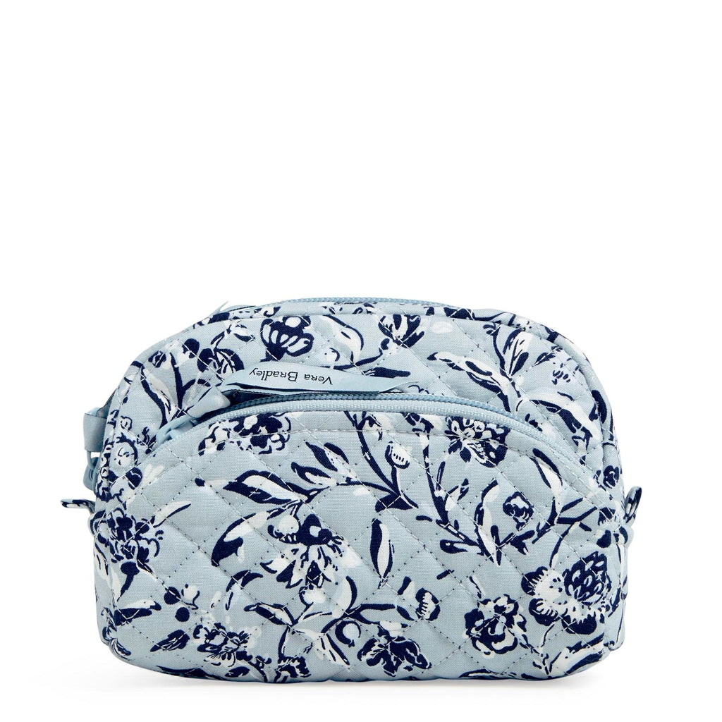 Vera Bradley Women's Cotton Mini Cosmetic Makeup Organizer Bag, Perennials Gray - Recycled Cotton, One Size