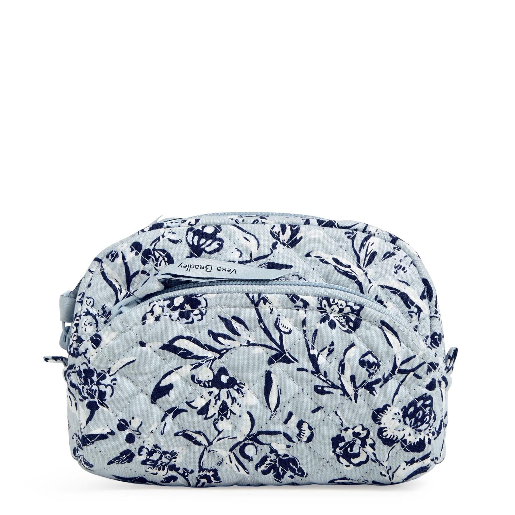 Vera Bradley Women's Cotton Mini Cosmetic Makeup Organizer Bag, Perennials Gray - Recycled Cotton, One Size