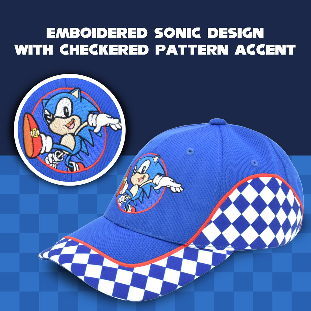 Sonic The Hedgehog Baseball Cap, Kids Adjustable Baseball Hat, Blue, One Size