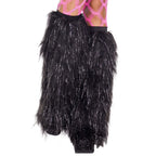 Music Legs 5536-BLACK Furry Lurex Leg Warmers&#44; Black