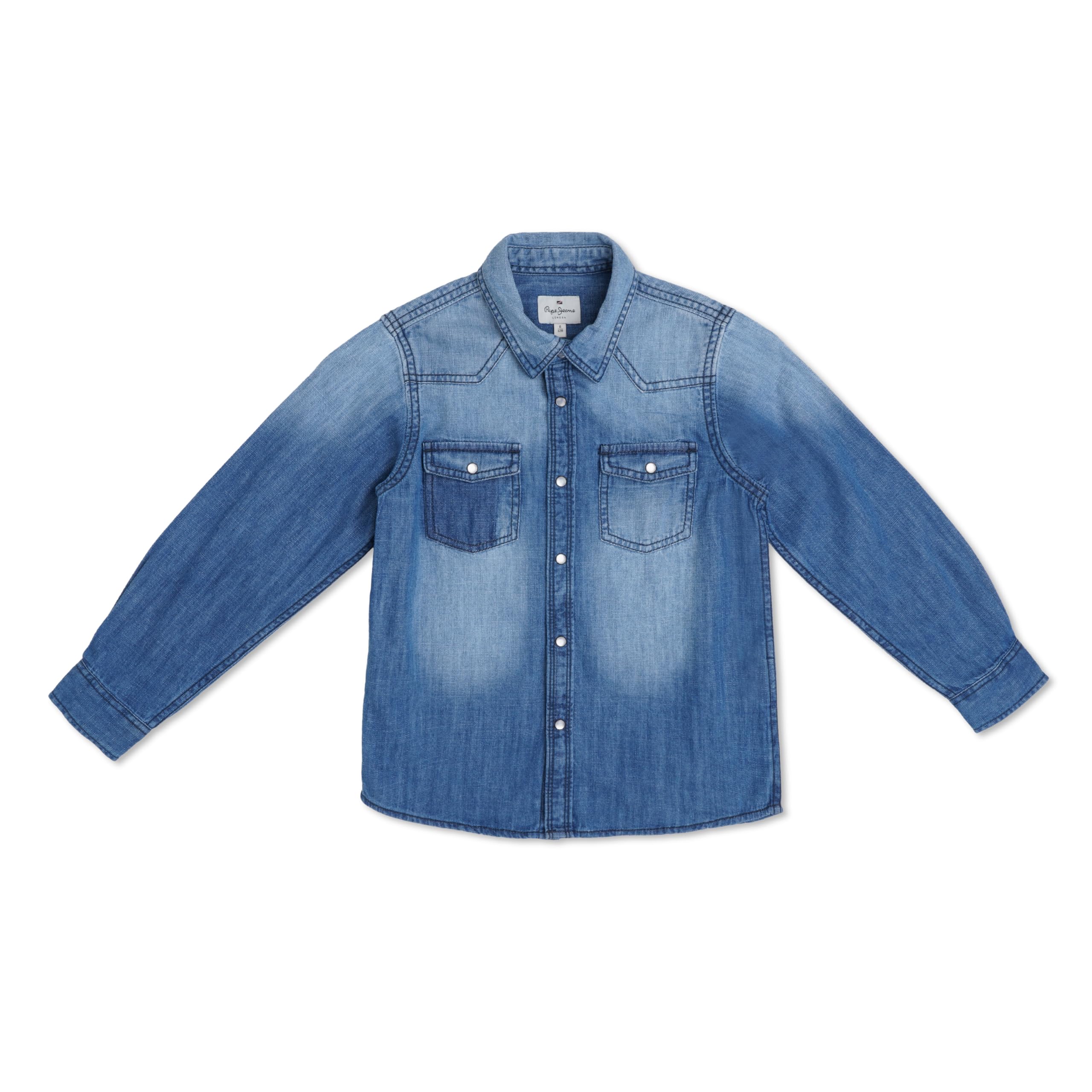 Pepe Jeans BoyS Regular Fit Shirt (Pb302409G220004_Mid Wash Denim