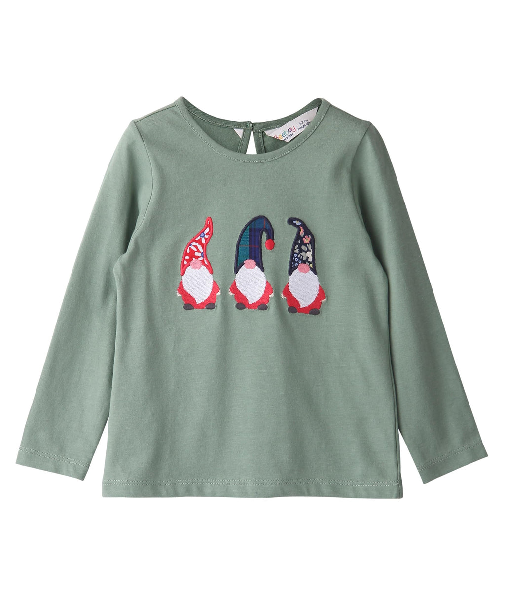 Santa Emb Full Sleeve T-Shirt Green