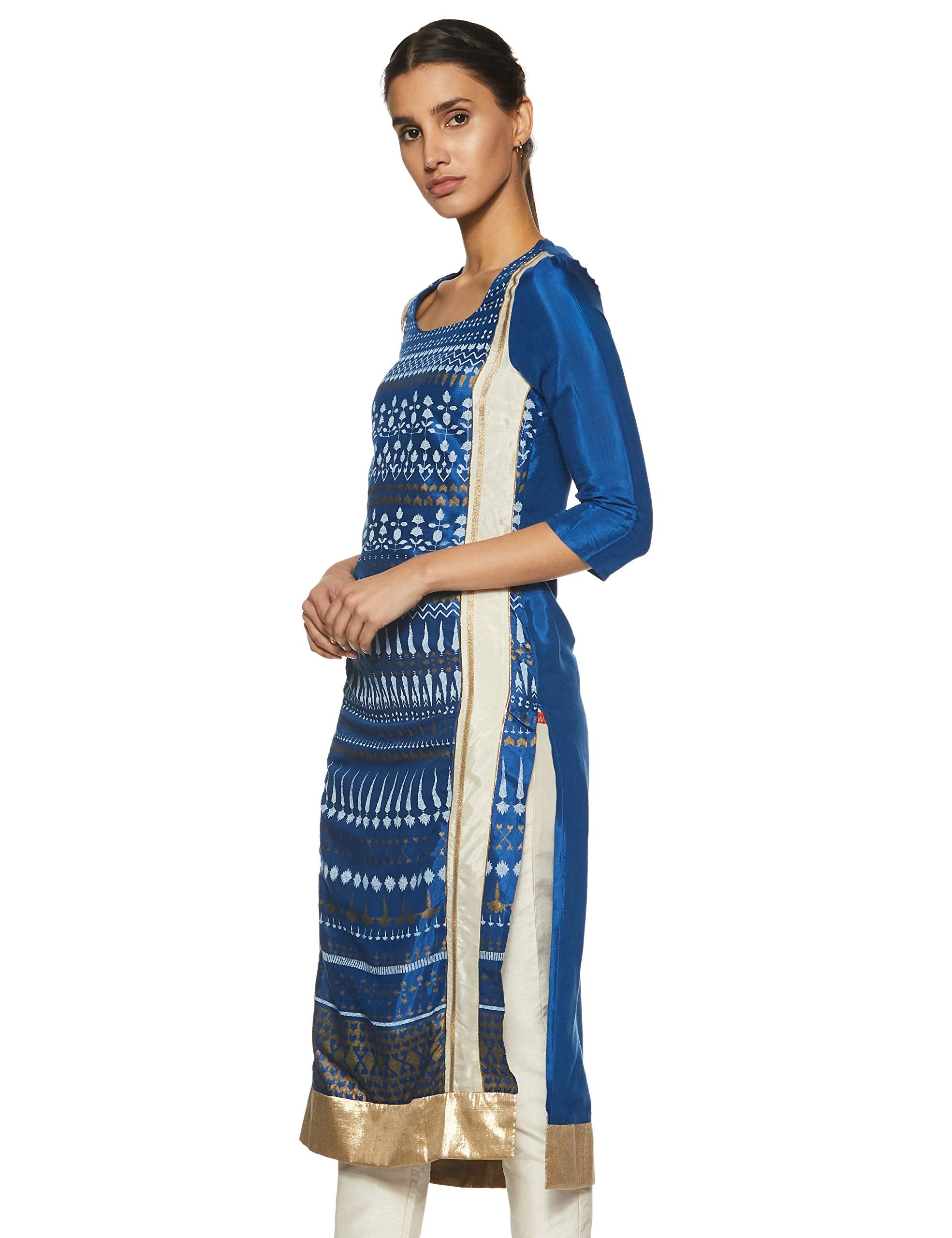 W For Woman Women'S Straight Kurta (17Au17350-50780_Blue_18)