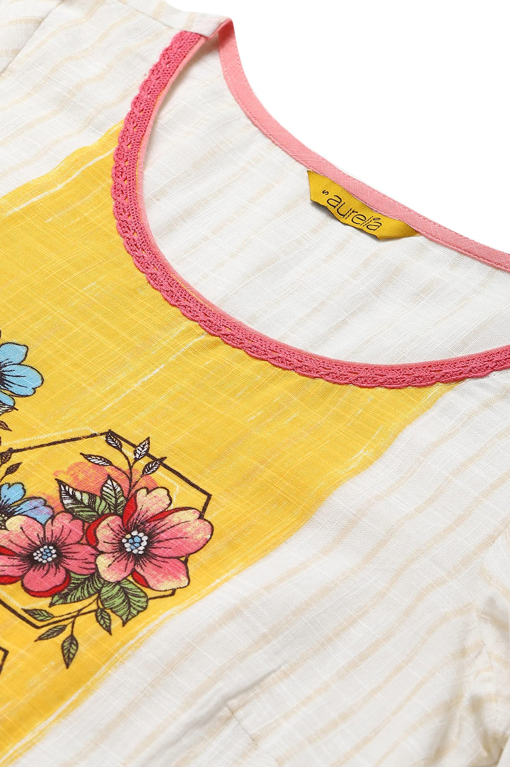 Aurelia Women Cotton Straight Fit Floral Printed Straight Kurta