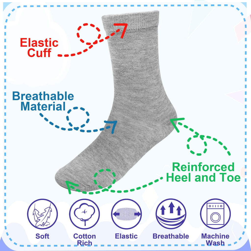 Falari 12-Pack Boy Toddler Kids Cotton Crew Socks 2-4 Navy