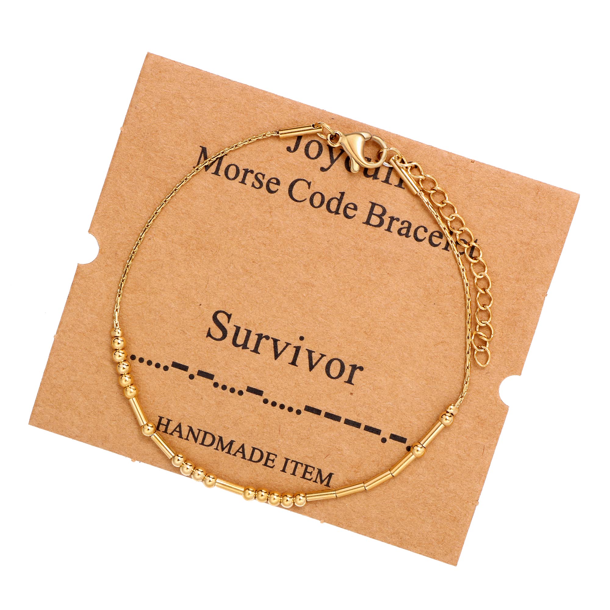 JoycuFF Inspirational Morse Code Bracelets Survivor Courage Birthday Mother's Day Christmas Gifts for Best Friend Mom Sister Dau