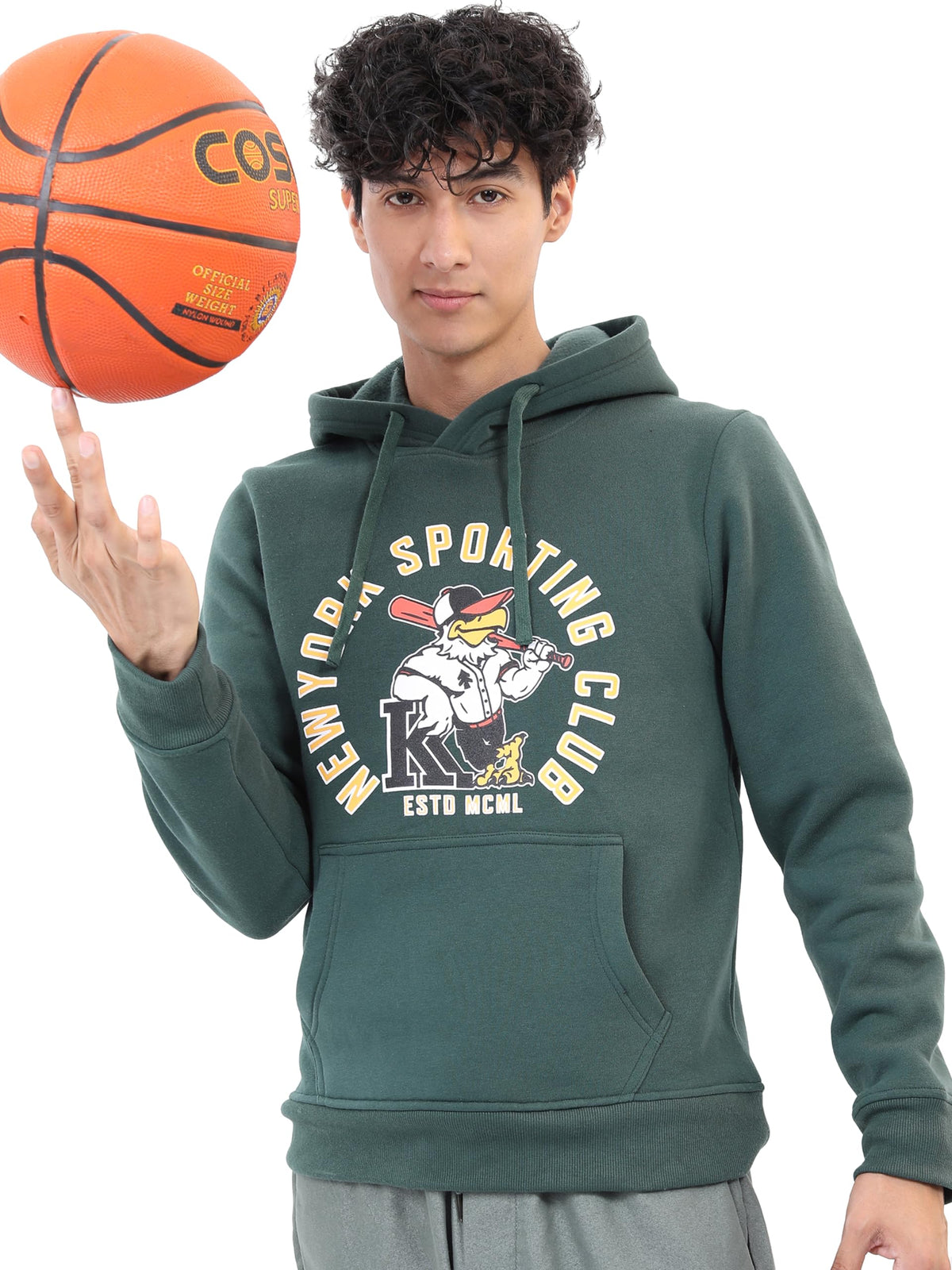 Ketch MenS Cotton Blend Hooded Neck Sweatshirt (Khss000109_Green