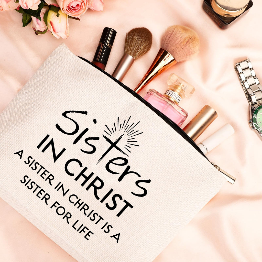 Christian Makeup Bag , Christian Gifts for Women Faith Religious Gifts for Sister in Christ, Best Friendship Birthday Gift for F