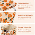 ZLFSRQ 2Pcs Daisy Flower Makeup Bag Travel Cute Cosmetic Bags for Women Large Floral Makeup Pouch Zipper Cosmetic Pouch Set for
