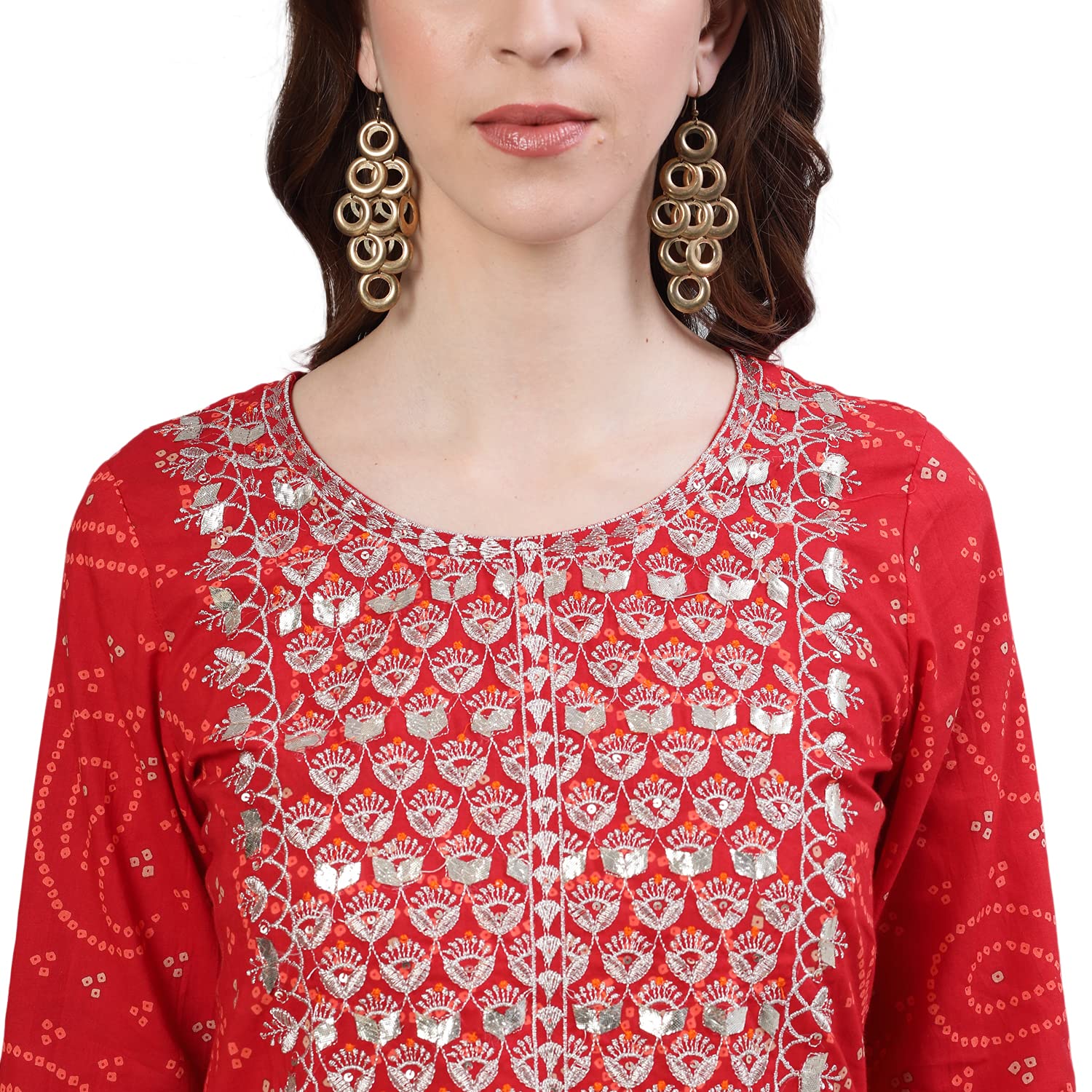 Ishin Women'S Cotton Grey Gotta Patti Embroidered Anarkali Peplum Kurta Sharara Dupatta Set…