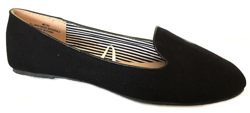 Shoes8teen Womens Canvas Loafer Smoking Shoes Flats (9/10, Black 4024)