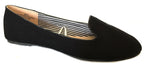 Shoes8teen Womens Canvas Loafer Smoking Shoes Flats (9/10, Black 4024)