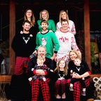 IFFEI Matching Family Pajamas Sets Christmas PJ's with Deer Long Sleeve Tee and Plaid Pants Loungewear 8-9 Years Black