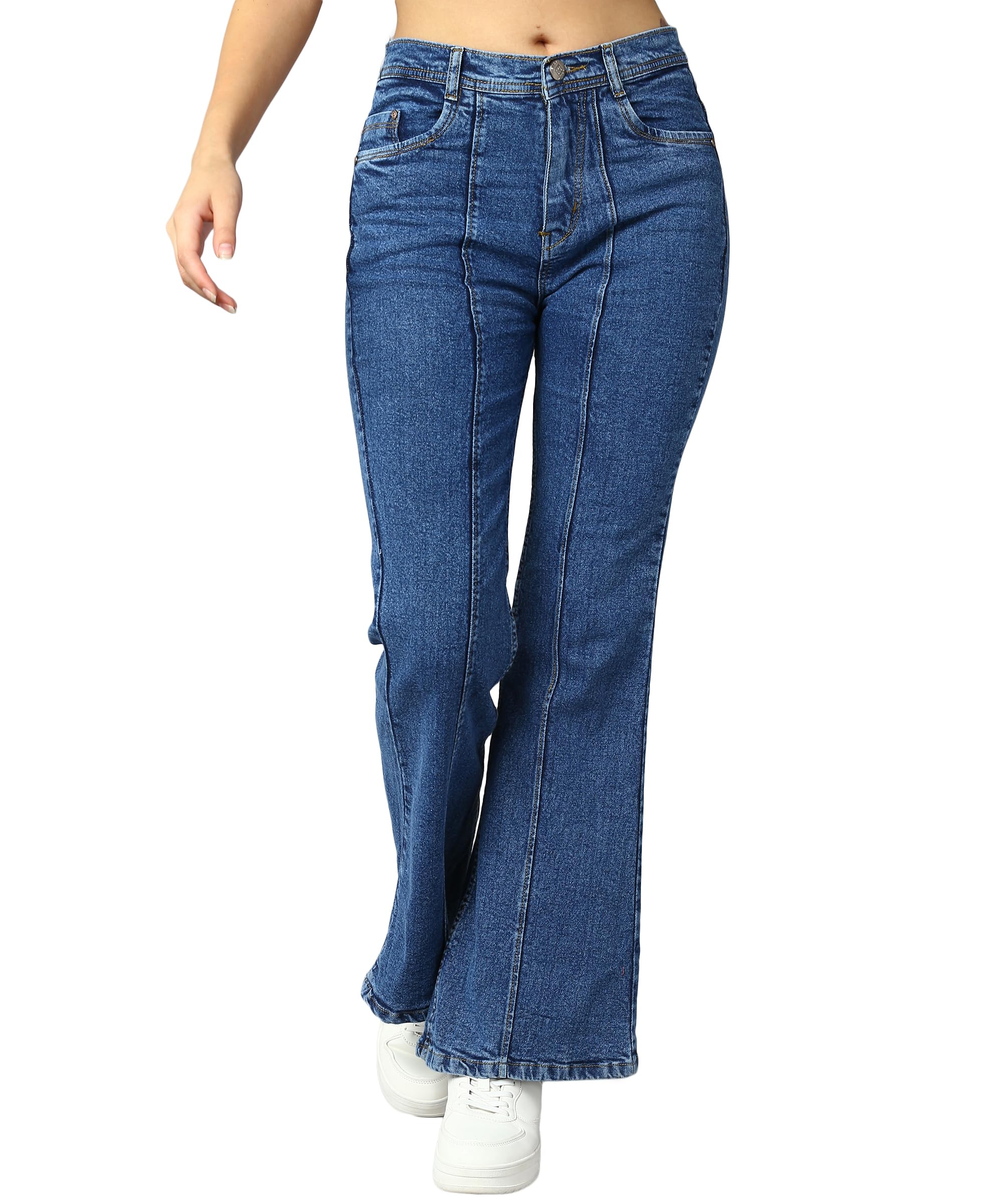 Nifty Womens Denim Wide Leg Jeans (Jean_1452_BTA_34_Medium_Blue_34)