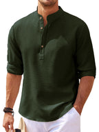 Noble Monk Men'S Regular Fit Textered Kurta | Henley Neck | Full Sleeves | Casual Kurta For Men
