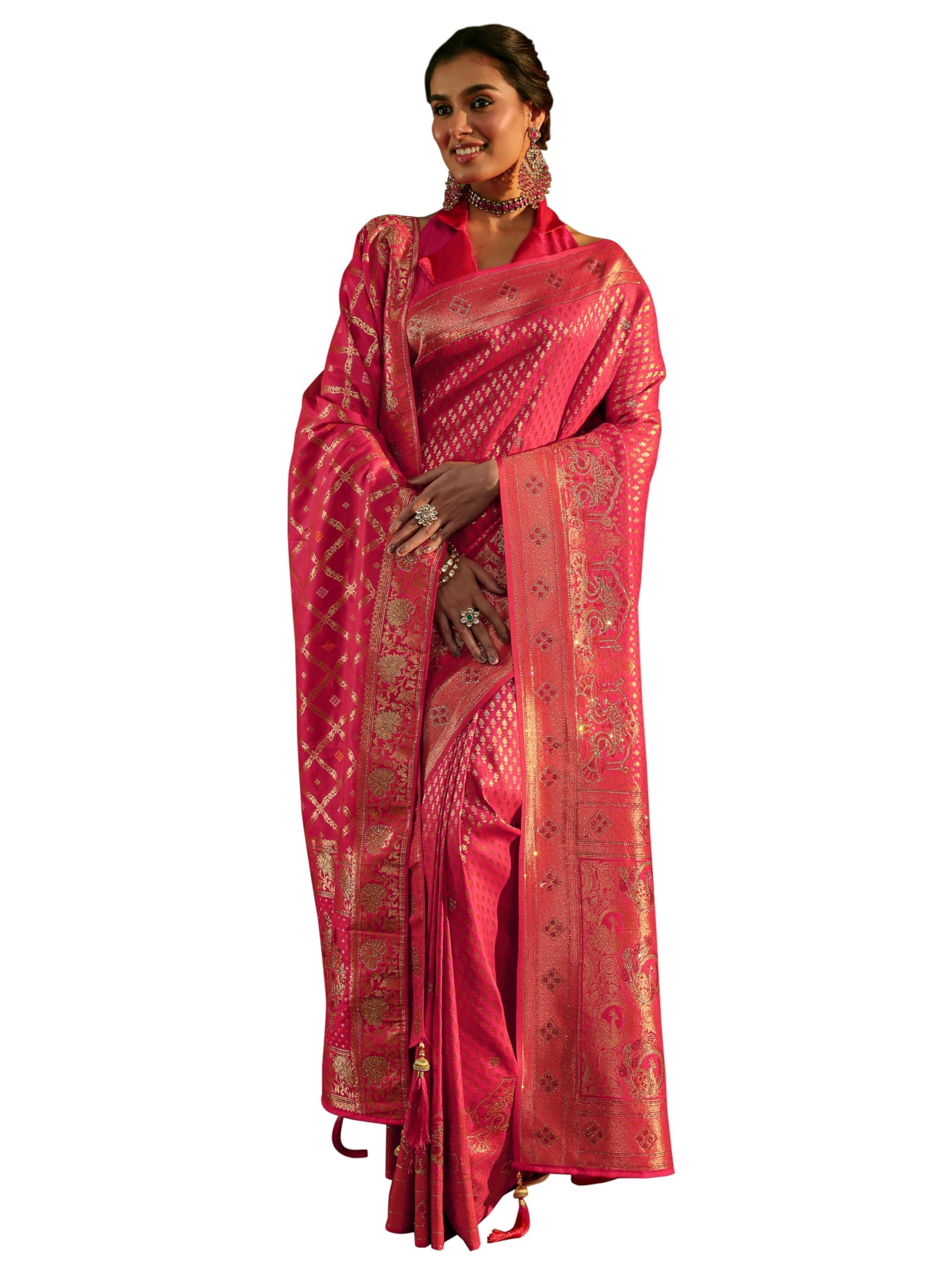 Libas Self Design Silk Saree With Unstitched Blouse Piece
