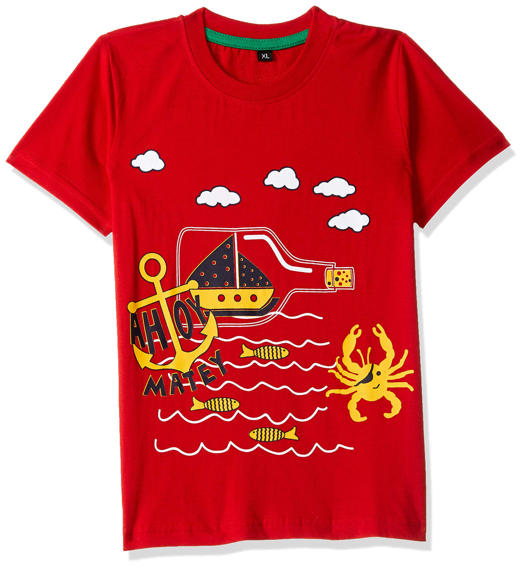 T2F Boys Cotton Printed Regular Fit T-Shirt (Pack of 5)