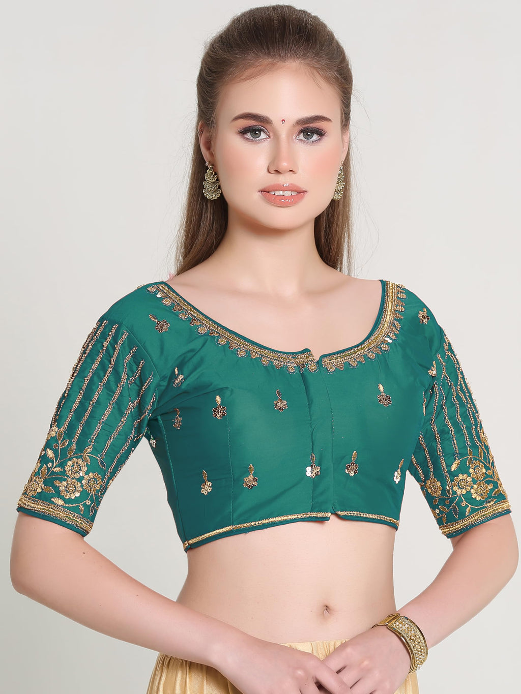 Pujia Mills WomenS Readymade Bridal Embroidery Blouse Multi Coding Maggam Work Moti Work Indian Ethnic Designer Stitched Readym