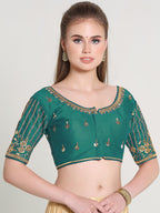 Pujia Mills WomenS Readymade Bridal Embroidery Blouse Multi Coding Maggam Work Moti Work Indian Ethnic Designer Stitched Readym