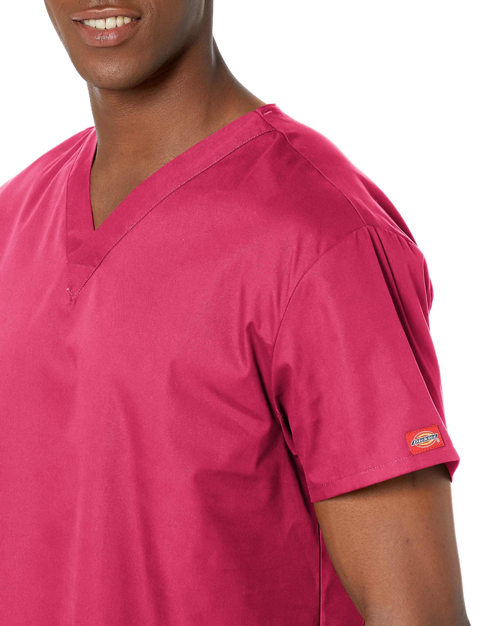 Dickies Women's EDS Signature Scrubs 86706 Missy Fit V-Neck Top, Hot Pink, Large