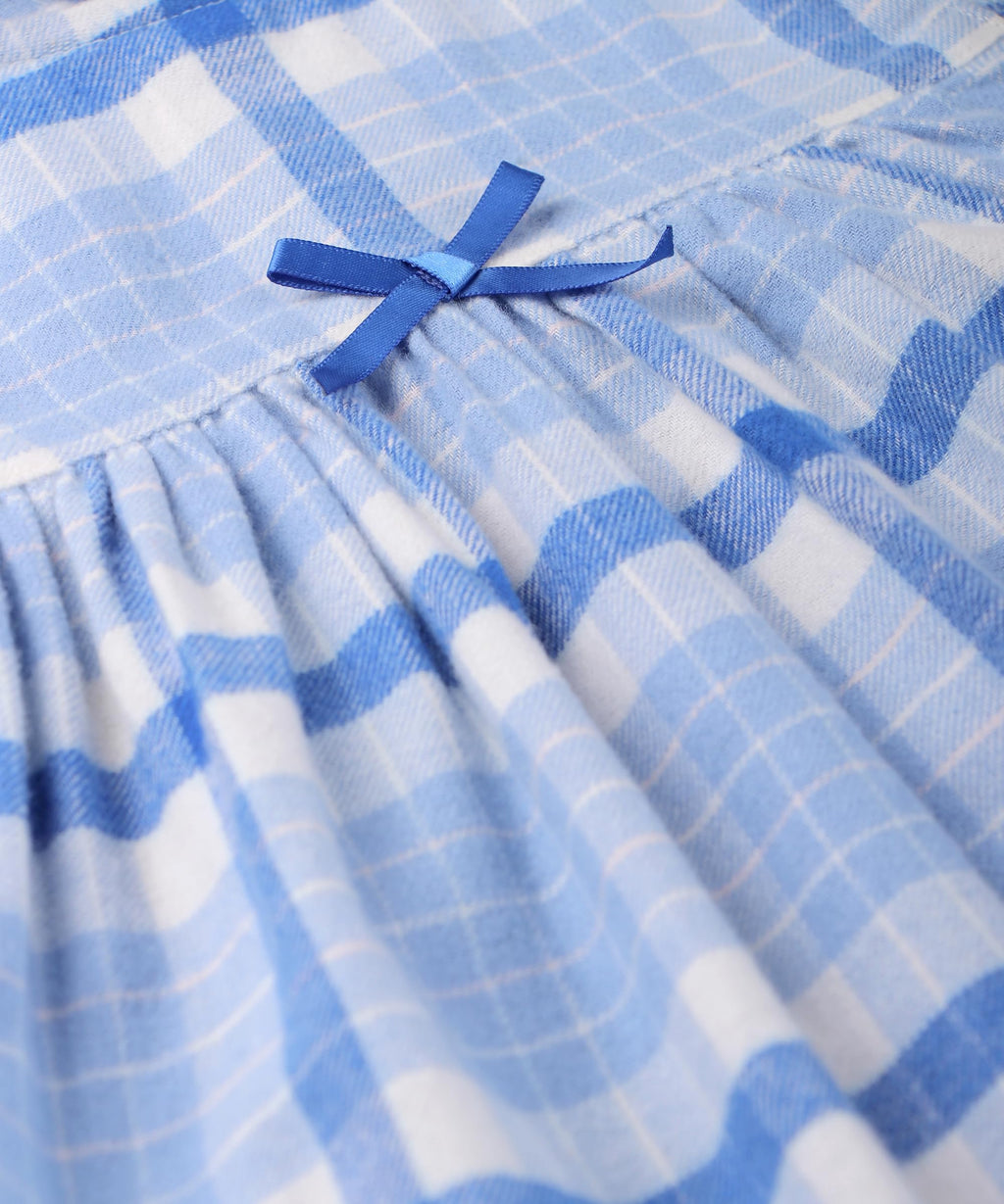 Beebay Kids Girls Shoulder Frill Check Dress Blue