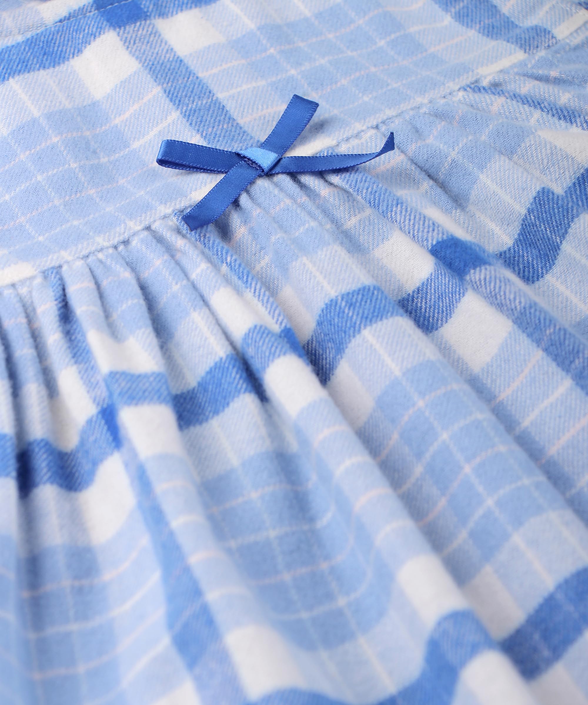 Beebay Kids Girls Shoulder Frill Check Dress Blue